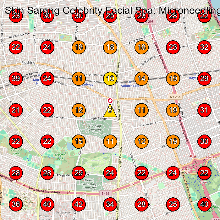 Skin Sarang Celebrity Facial Spa: Microneedling, Hydrafacial, Radio Frequency, Microcurrent Facial & Face Lift Treatments GeoGrid visibility map for Skin Care Clinic in Queens